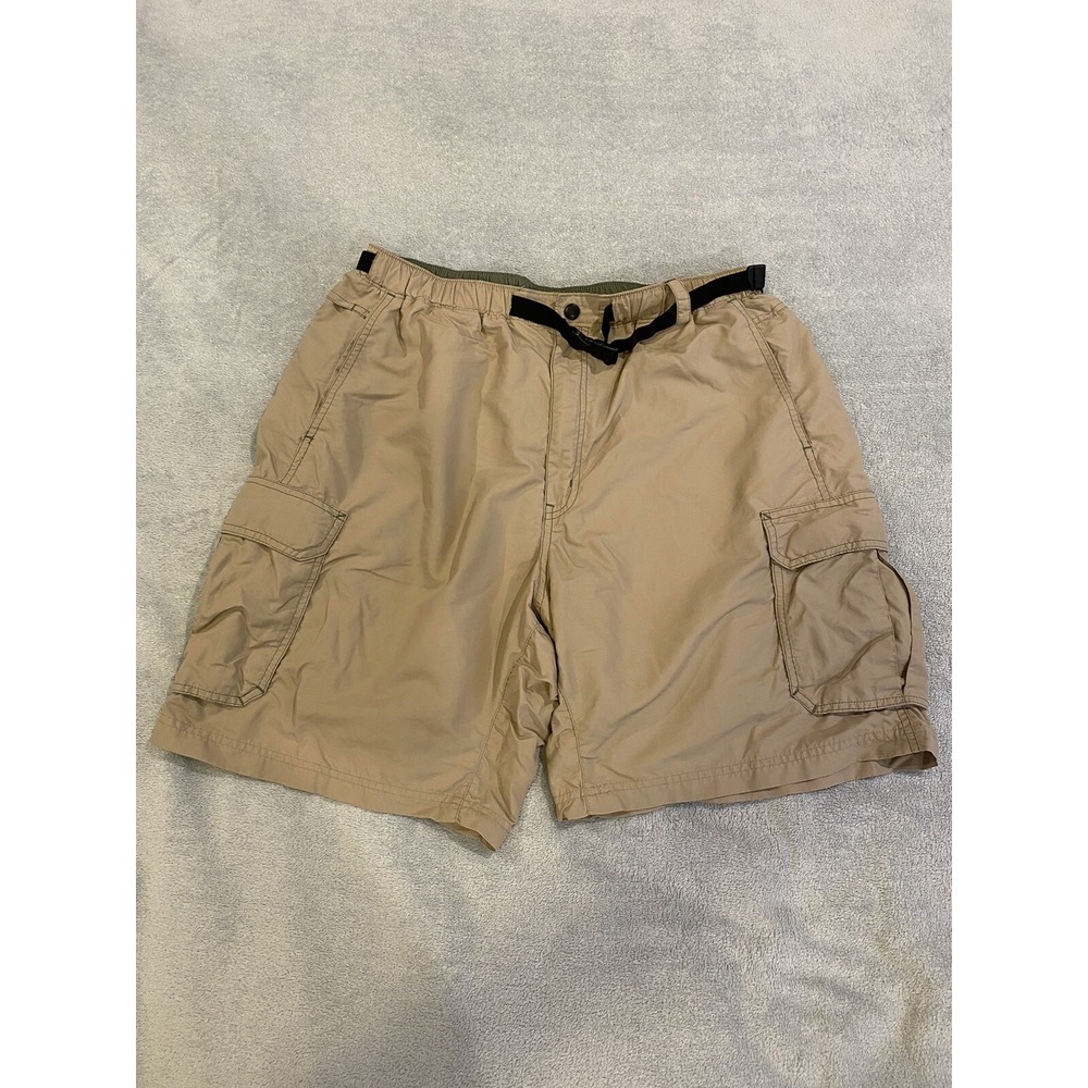 REI Shorts Men's XL Beige Belted Cargo Nylon Outdoor Hiking Fishing UPF 50